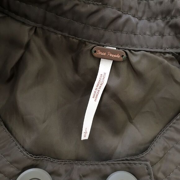 Free People Olive Green Full Zip Up Nylon Aviator Military Bomber Jacket - Picture 10 of 11